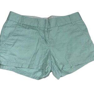 J.Crew Womens Chino Shorts Size 2 Mint Green 100% Cotton Mid-Rise Flat Front Cas